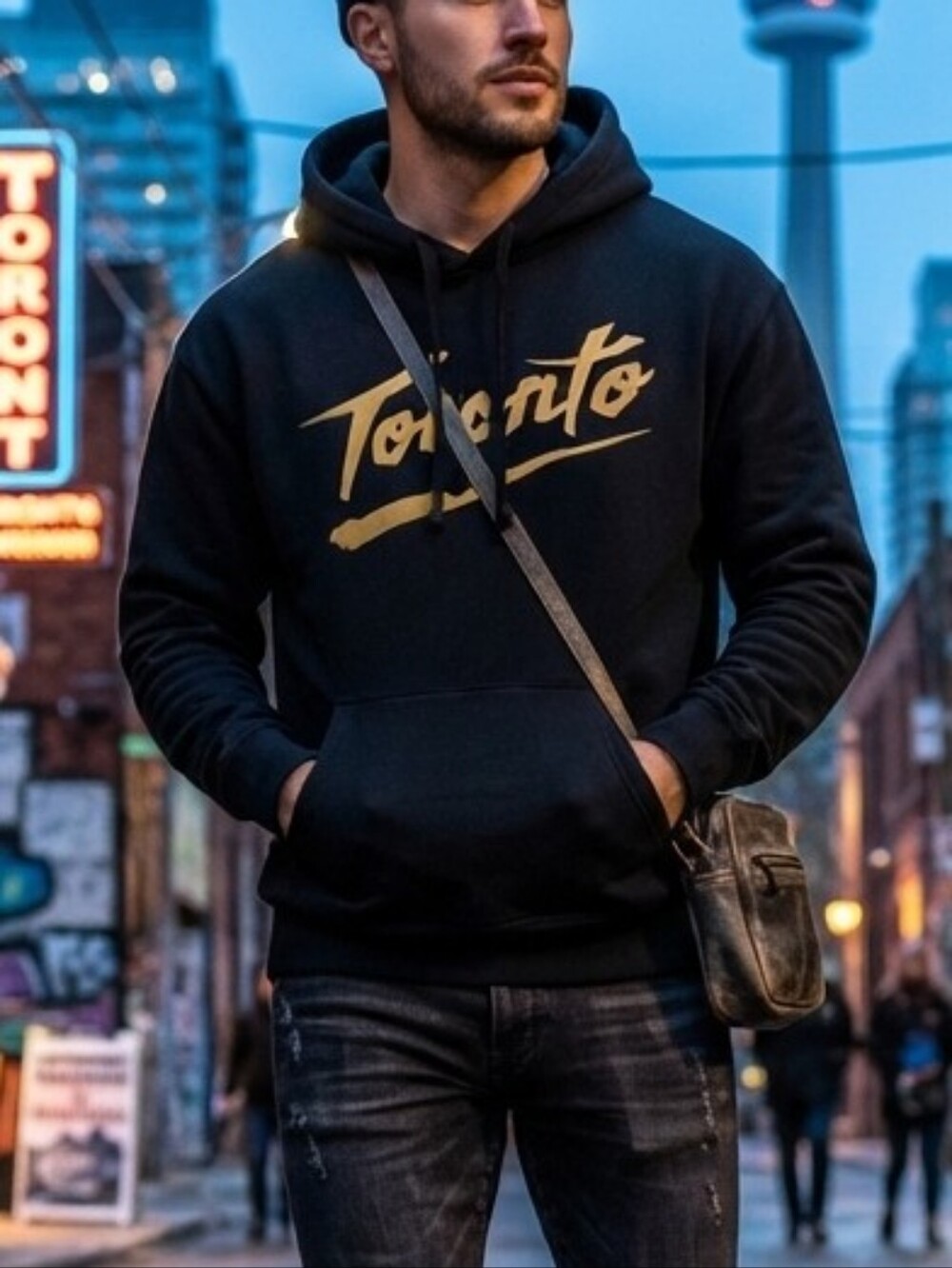 Nike Toronto Script Hoodie Navy Gold Pullover Sweatshirt Men's XL Cotton